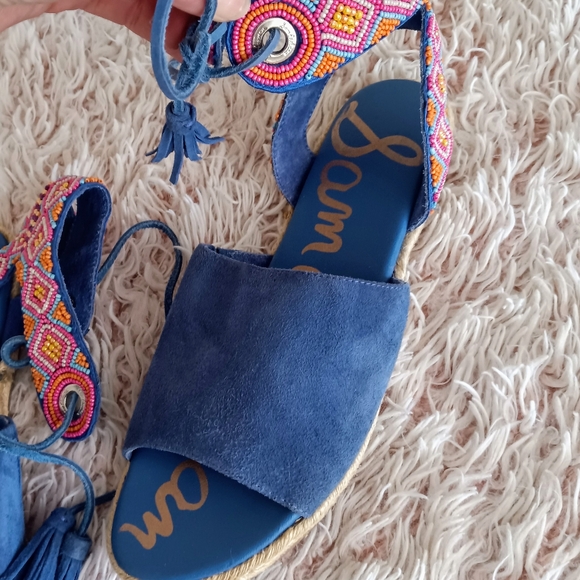 NWOT boue suede beaded boho sandals - Picture 3 of 7